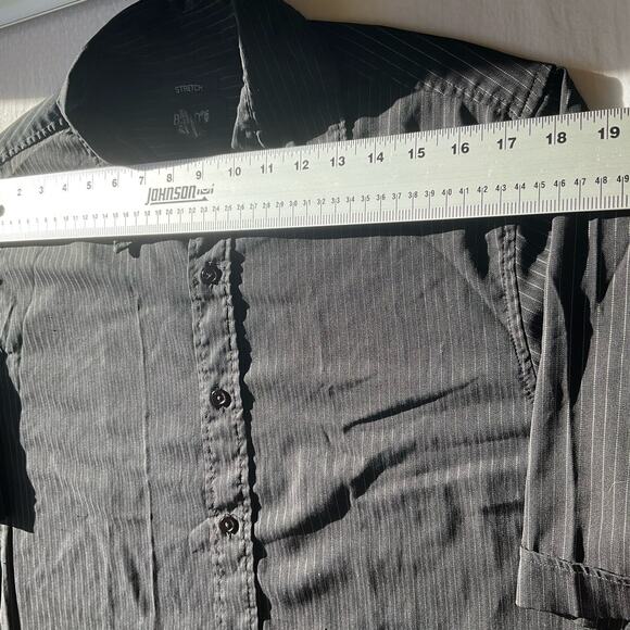 Bruno Men’s Short Sleeve Button Down Shirt size L, Black Stripes - Picture 3 of 7